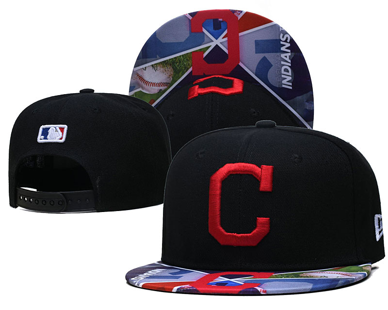 Indians Team Logos Black Adjustable Hat LH