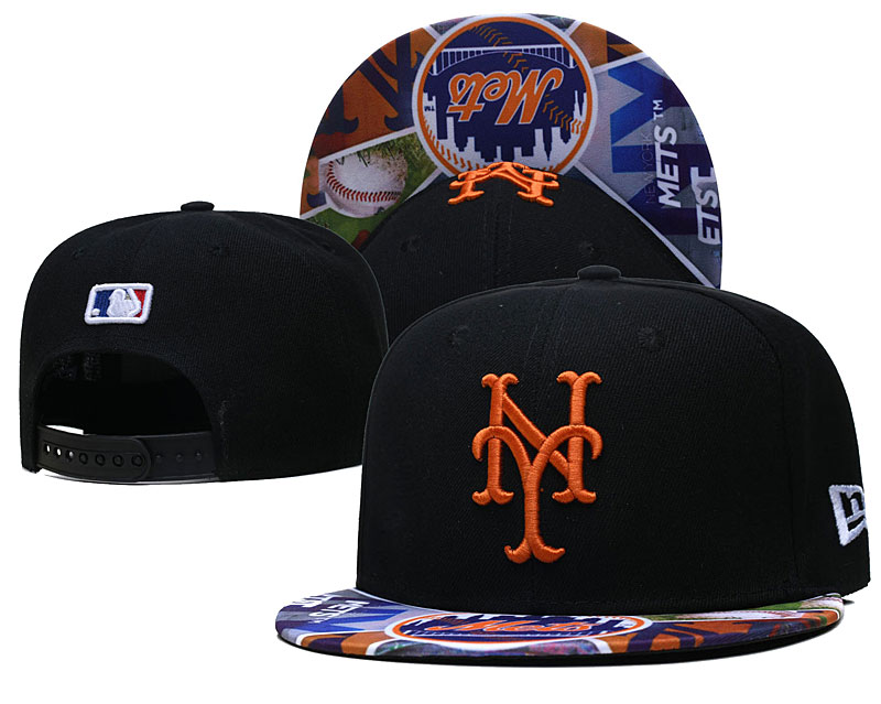 Mets Team Logos Black Adjustable Hat LH