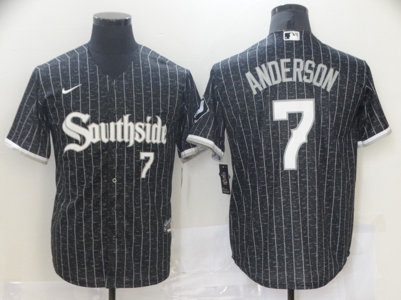 White Sox 7 Tim Anderson Black 2021 City Connect Cool Base Jersey - Click Image to Close