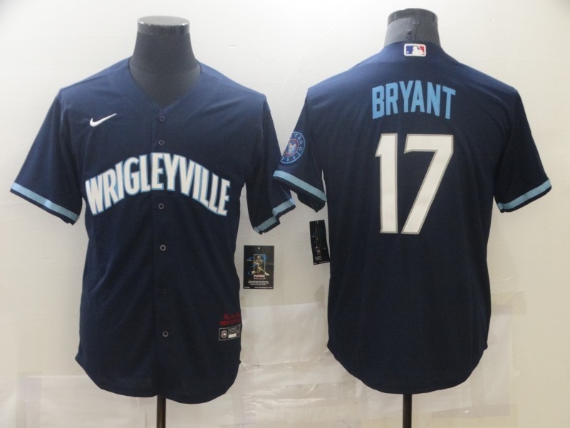 Cubs 17 Kris Bryant Navy 2021 City Connect Cool Base Jersey