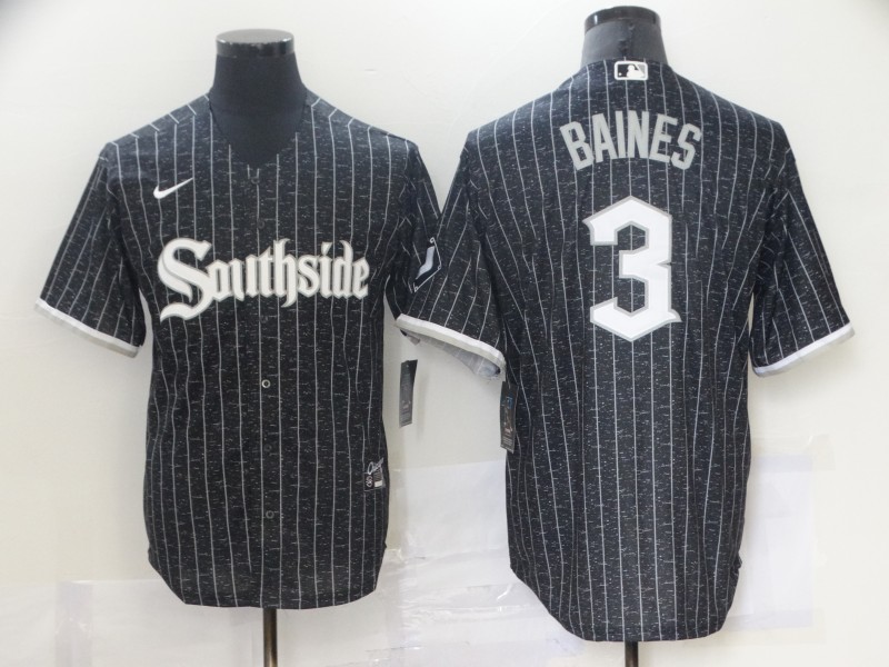 White Sox 3 Harold Baines Black 2021 City Connect Cool Base Jersey - Click Image to Close
