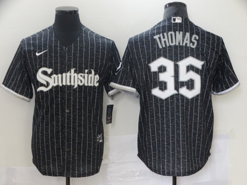 White Sox 35 Frank Thomas Black 2021 City Connect Cool Base Jersey - Click Image to Close