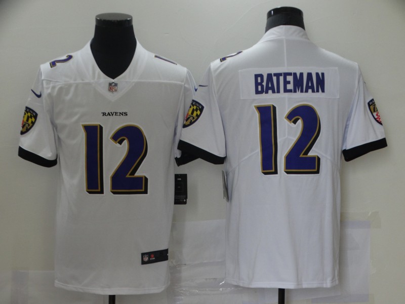 Nike Ravens 12 Rashod Bateman White 2021 NFL Draft Vapor Untouchable Limited Jersey