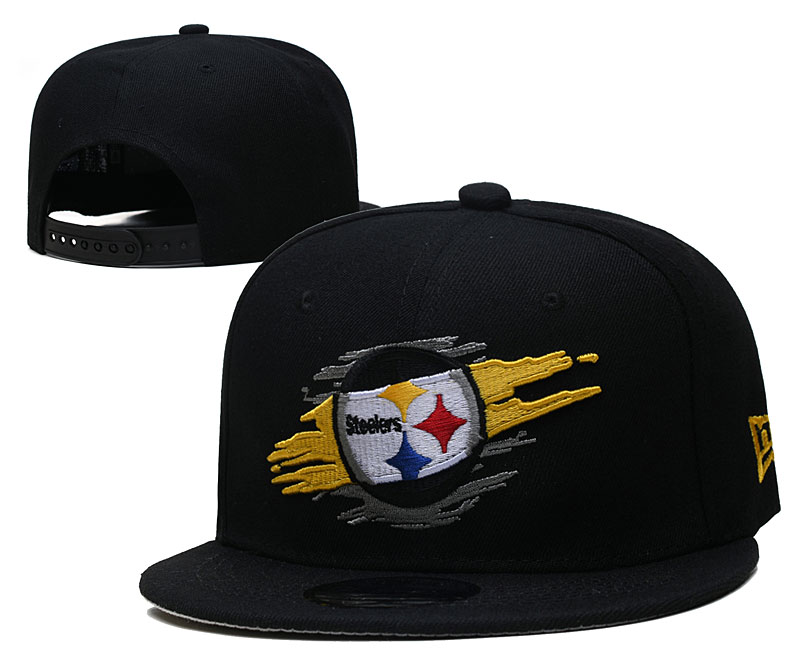 Steelers Team Logo Black New Era Adjustable Hat YD - Click Image to Close