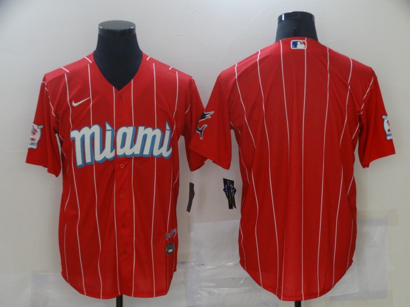 Marlins Blank Red 2021 City Connect Cool Base Jersey