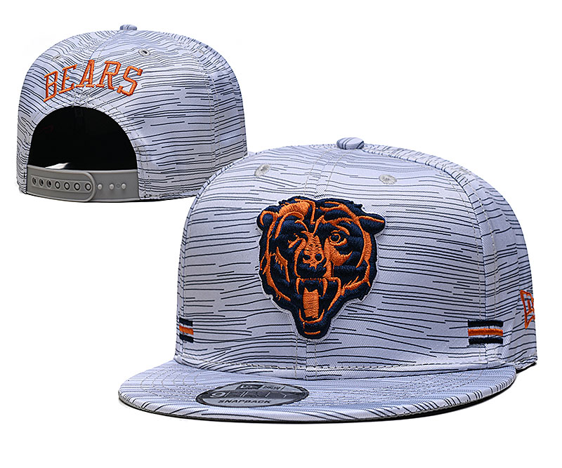 Bears Team Big Logo New Era Gray 2020 NFL Sideline Adjustable Hat TX - Click Image to Close