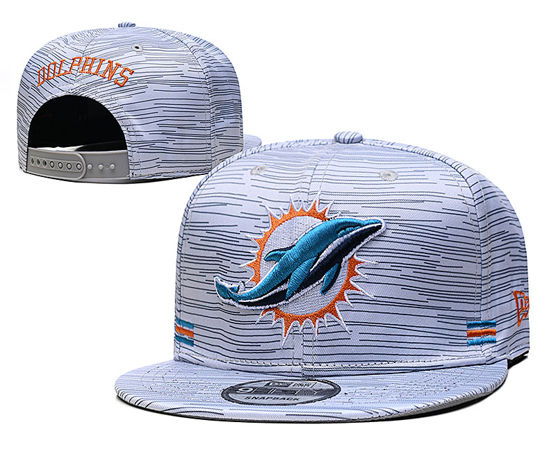 Dolphins Team Logo New Era Gray 2020 NFL Sideline Adjustable Hat TX