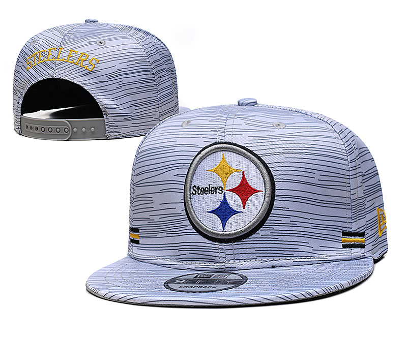 Steelers Team Logo New Era Gray 2020 NFL Sideline Adjustable Hat TX