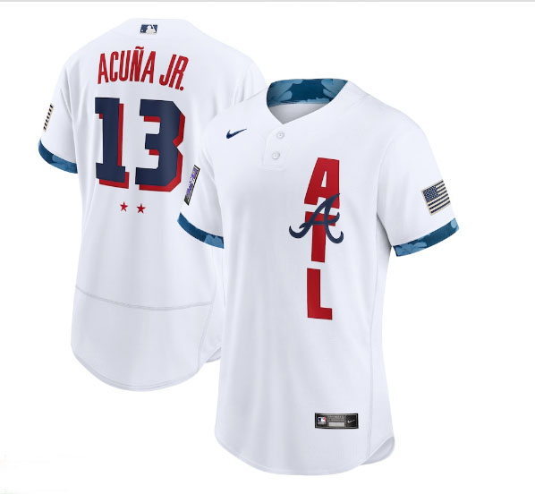 Braves 13 Ronald Acuna Jr. White Nike 2021 MLB All-Star Flexbase Jersey