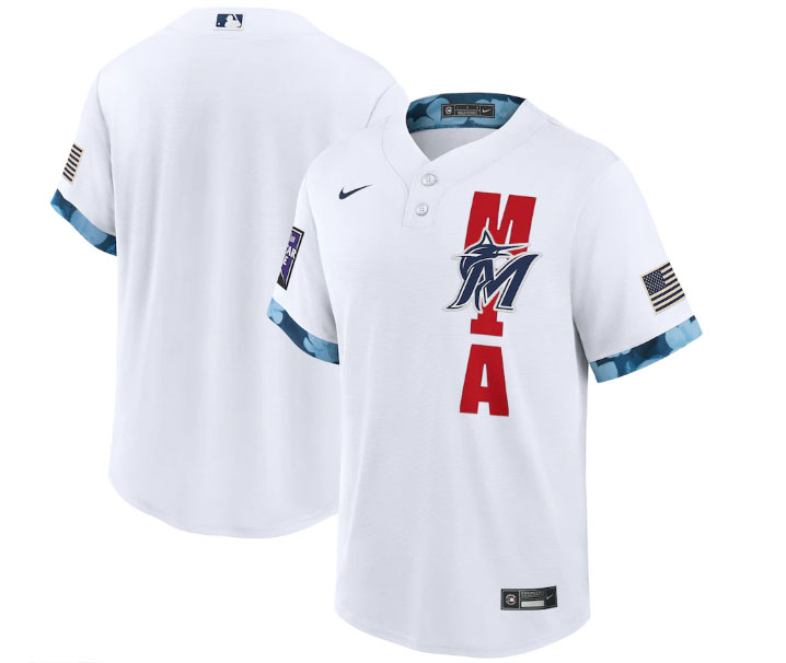 Marlins Blank White Nike 2021 MLB All-Star Cool Base Jersey