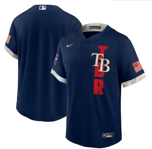 Rays Blank Navy Nike 2021 MLB All-Star Cool Base Jersey - Click Image to Close