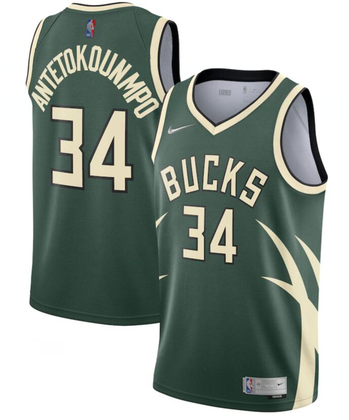 Bucks 34 Giannis Antetokounmpo Green Nike Earned Edition Swingman Jersey