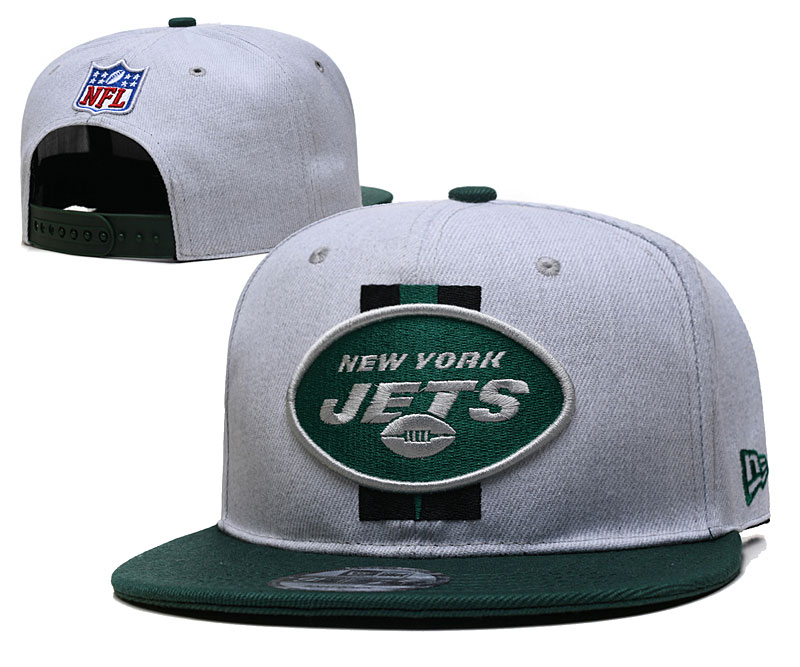 Jets Team Logo Gray Green Adjustable Hat YD