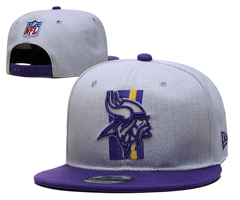 Vikings Team Logo Gray Purple Adjustable Hat YD