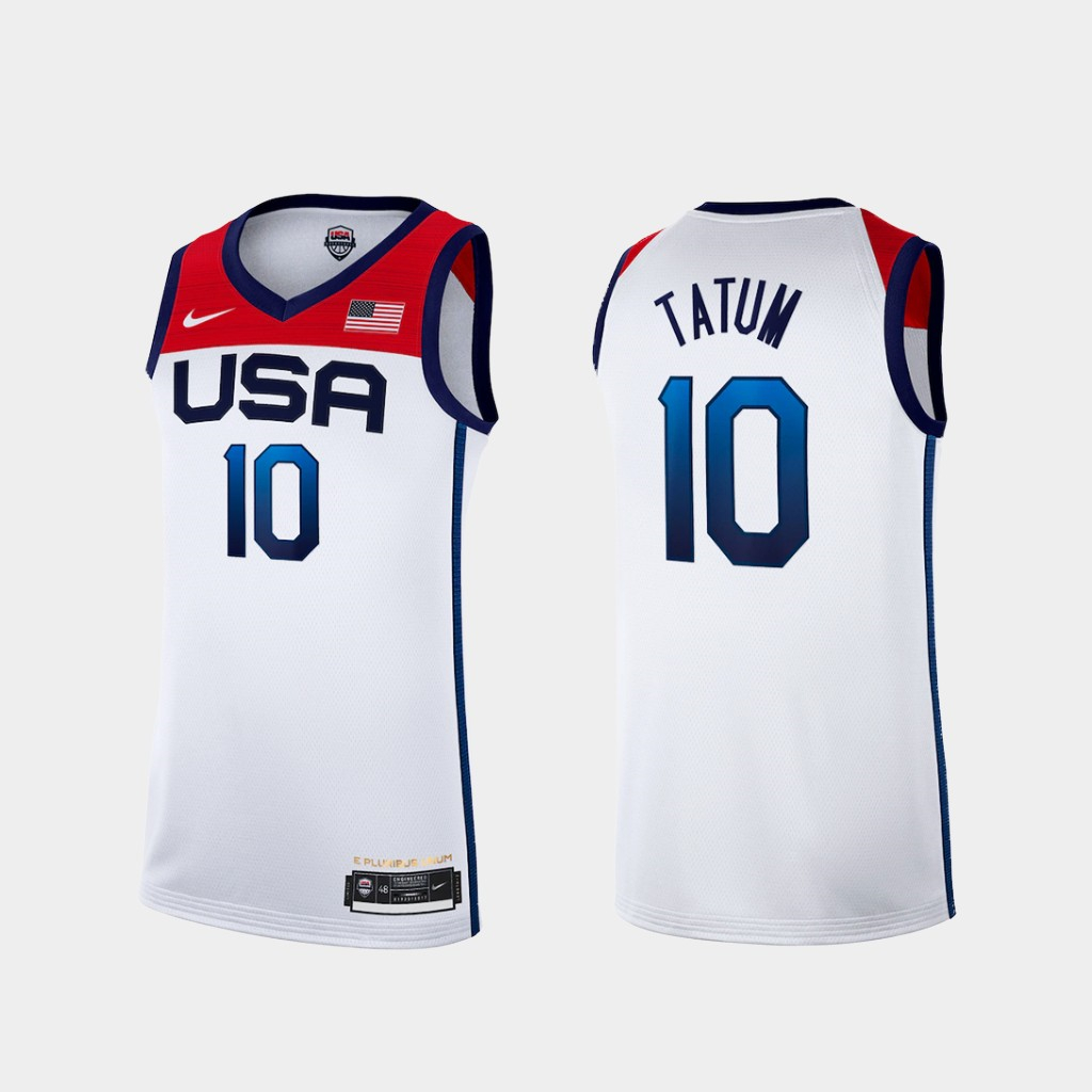 Team USA 10 Tatum White 2021 Olympics Basketball Swingman Jersey