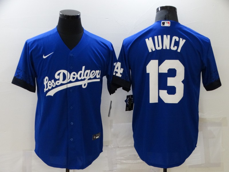 Dodgers 13 Max Muncy Royal 2021 City Connect Cool Base Jersey