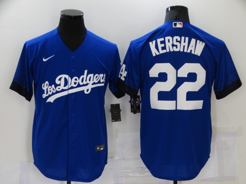 Dodgers 22 Clayton Kershaw Royal 2021 City Connect Cool Base Jersey