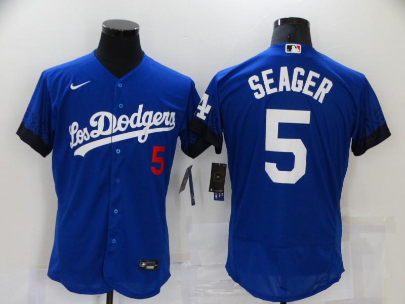 Dodgers 5 Corey Seager Royal 2021 City Connect Flexbase Jersey