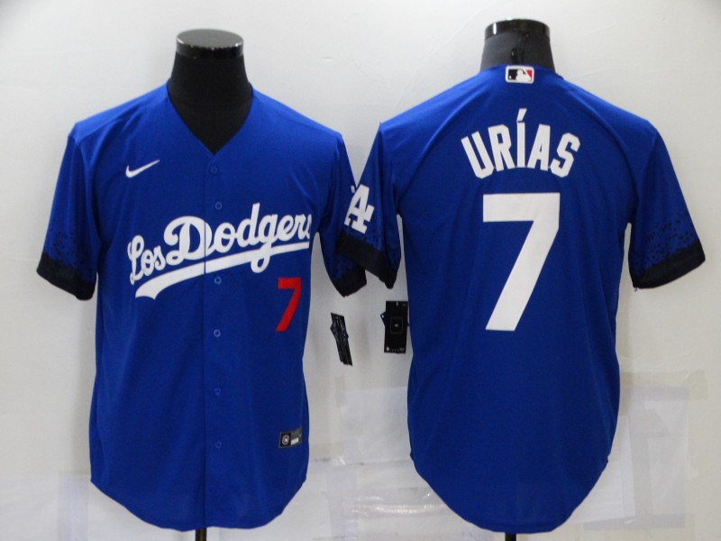 Dodgers 7 Julio Urias Royal 2021 City Connect Cool Base Jersey