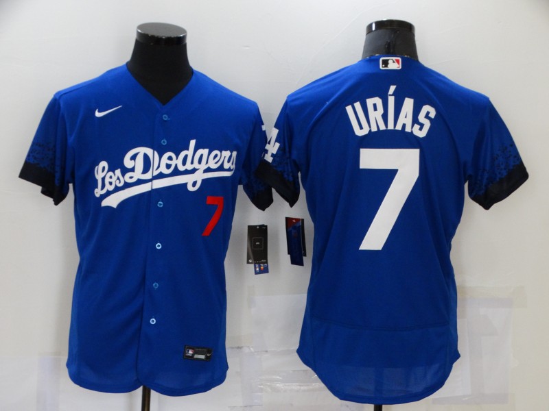 Dodgers 7 Julio Urias Royal 2021 City Connect Flexbase Jersey - Click Image to Close