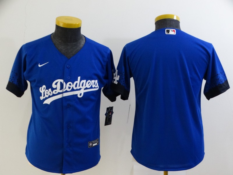 Dodgers Blank Royal Youth 2021 City Connect Cool Base Jersey