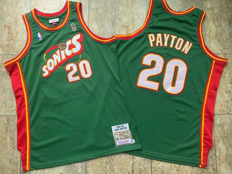 SuperSonics 20 Gary Payton Green 1995-96 Hardwood Classics Jersey