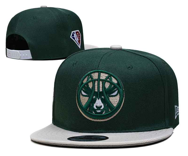 Bucks Team Logo New Era Green Gray 2021 NBA Draft Adjustable Hat YD