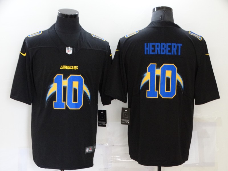 Nike Chargers 10 Justin Herbert Black Shadow Logo Limited Jersey