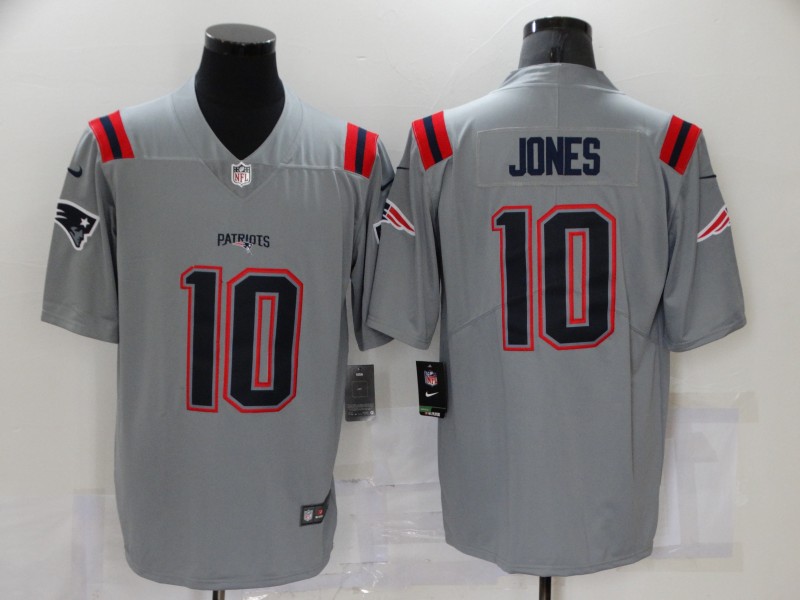 Nike Patriots 10 Mac Jones Gray Inverted Legend Limited Jersey
