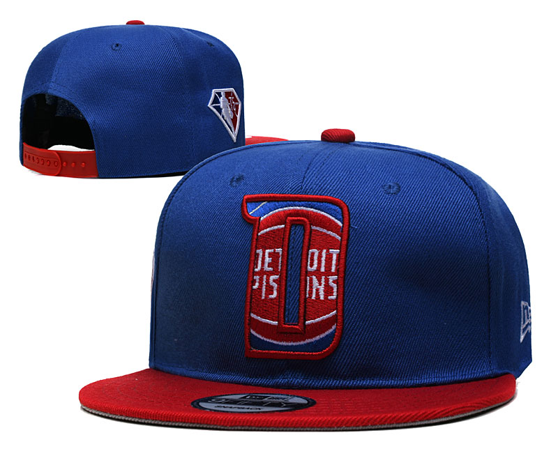 Pistons Team Logo New Era Blue Red 2021 NBA Draft Adjustable Hat YD