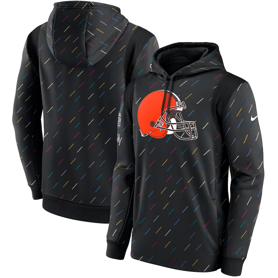 Men's Cleveland Browns Nike Charcoal 2021 NFL Crucial Catch Therma Pullover Hoodie - Click Image to Close