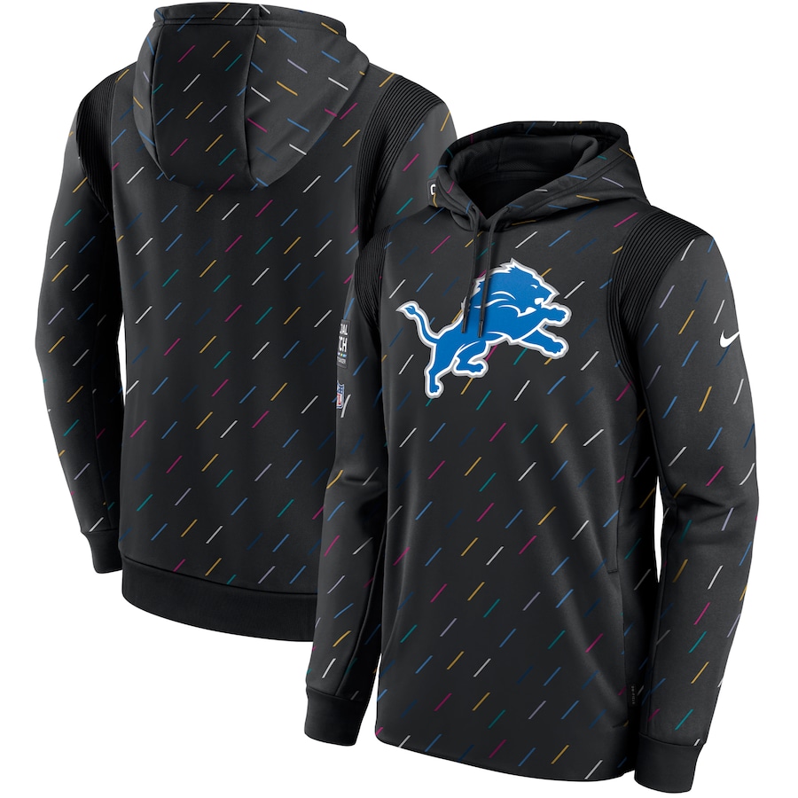 Men's Detroit Lions Nike Charcoal 2021 NFL Crucial Catch Therma Pullover Hoodie - Click Image to Close