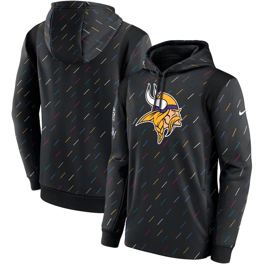 Men's Minnesota Vikings Nike Charcoal 2021 NFL Crucial Catch Therma Pullover Hoodie - Click Image to Close