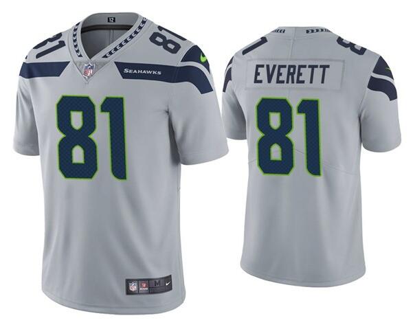 Nike Seahawks 81 Gerald Everett Gray Vapor Untouchable Limited Jersey - Click Image to Close