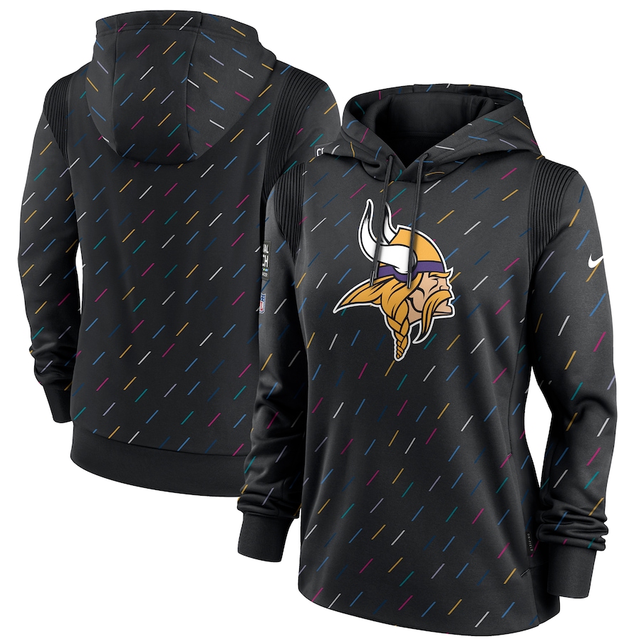 Women's Minnesota Vikings Nike Anthracite 2021 NFL Crucial Catch Therma Pullover Hoodie