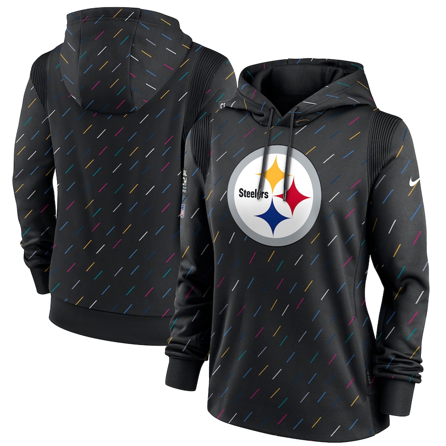 Women's Pittsburgh Steelers Nike Anthracite 2021 NFL Crucial Catch Therma Pullover Hoodie