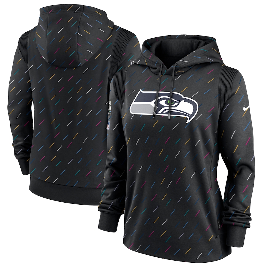 Women's Seattle Seahawks Nike Anthracite 2021 NFL Crucial Catch Therma Pullover Hoodie