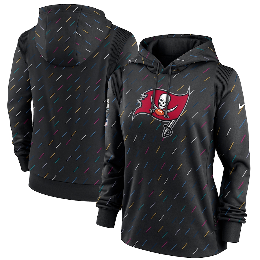 Women's Tampa Bay Buccaneers Nike Anthracite 2021 NFL Crucial Catch Therma Pullover Hoodie