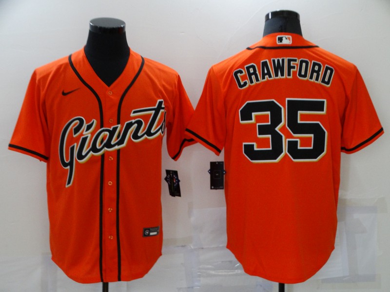 Giants 35 Brandon Crawford Orange Nike Cool Base Jersey