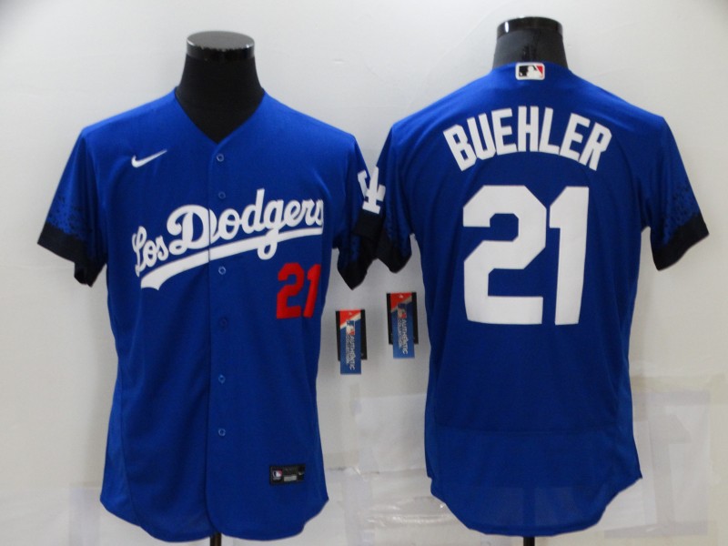 Dodgers 21 Walker Buehler Royal 2021 City Connect Flexbase Jersey
