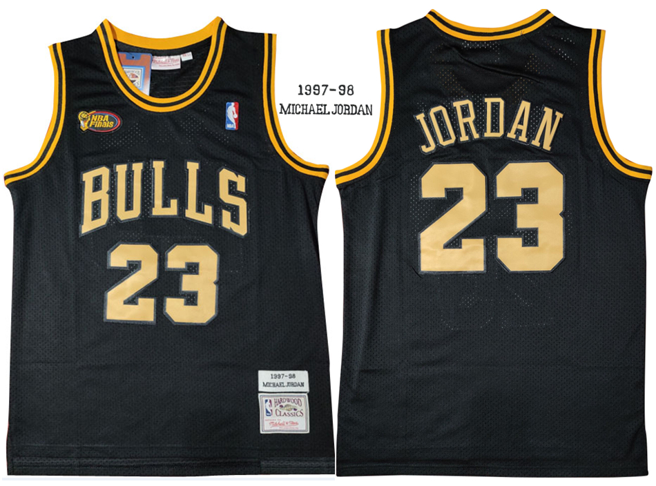 Bulls 23 Michael Jordan Black 1997-98 Hardwood Classics NBA Finals Mesh Jersey