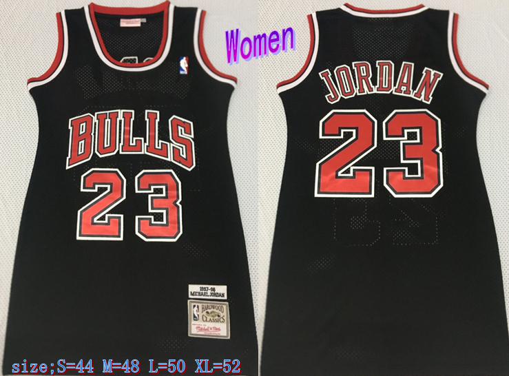 Bulls 23 Michael Jordan Black Women 1997-98 Hardwood Classics Mesh Jersey