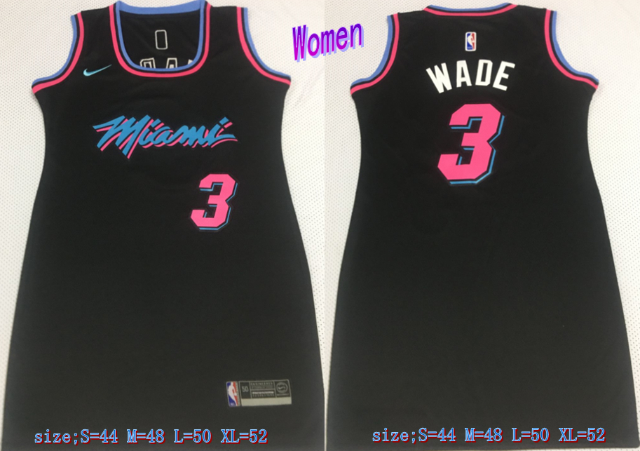 Heat 3 Dwyane Wade Black Women Nike Swingman Jersey