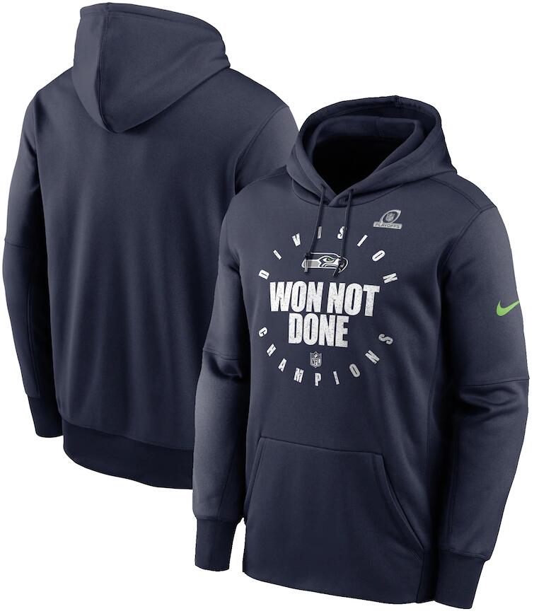 Men's Seattle Seahawks Nike College Navy 2020 NFC West Division Champions Trophy Collection Pullover Hoodie