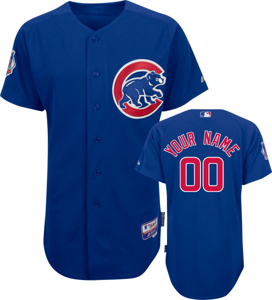 Cubs Blue Customized Men Cool Base Jersey - Click Image to Close