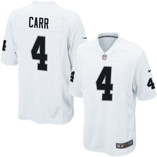 Nike Raiders 4 Derek Carr White Game Jersey