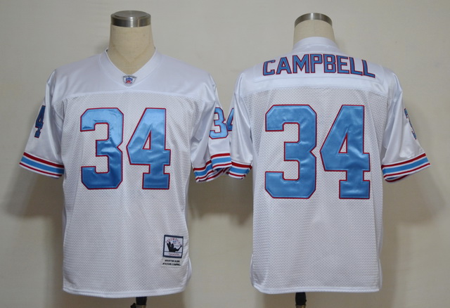 Oilers 34 Earl Campbell White Throwback Jersey