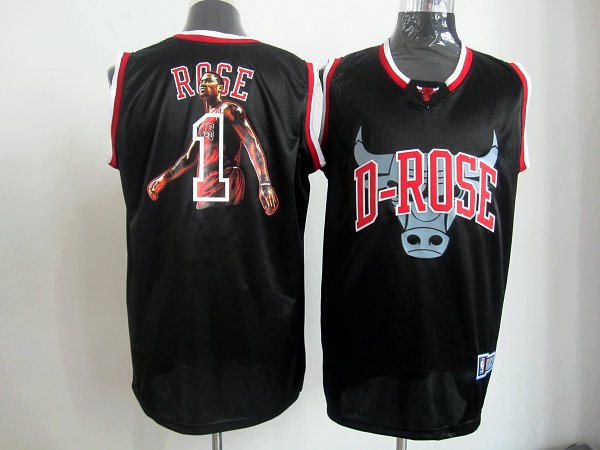 2012 Chicago Bulls ROSE 1 Black Jerseys