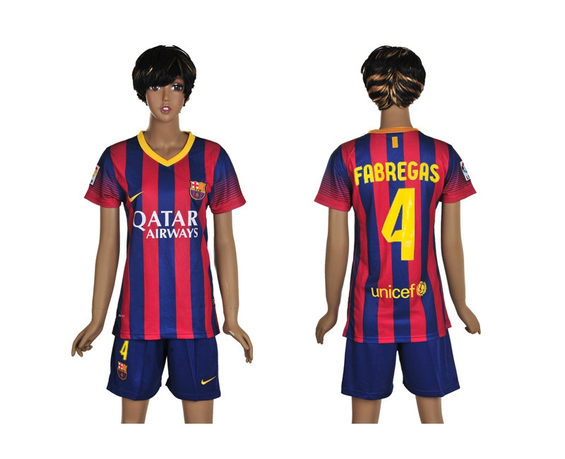 2013-14 Barcelona 4 Fabregas Home Women Jerseys