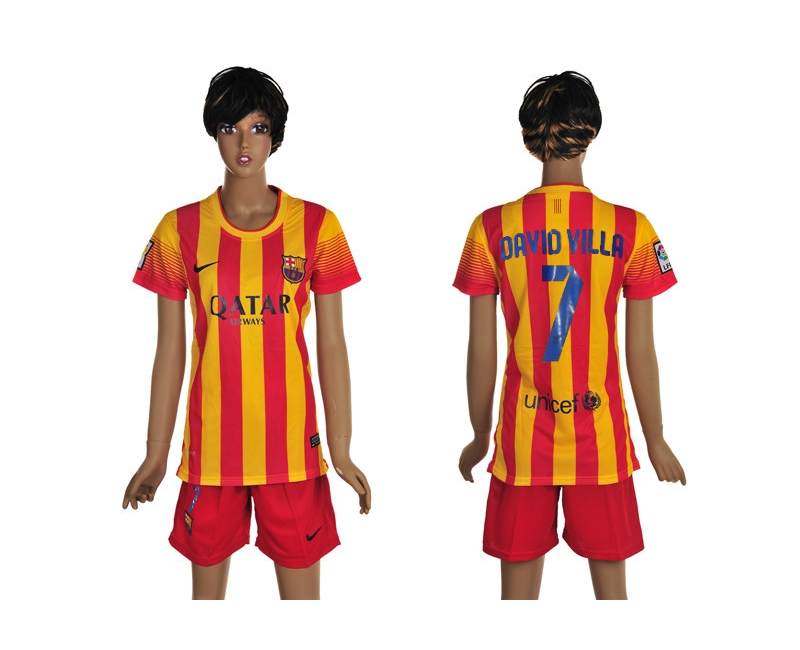 2013-14 Barcelona 7 David Villa Away Women Jerseys
